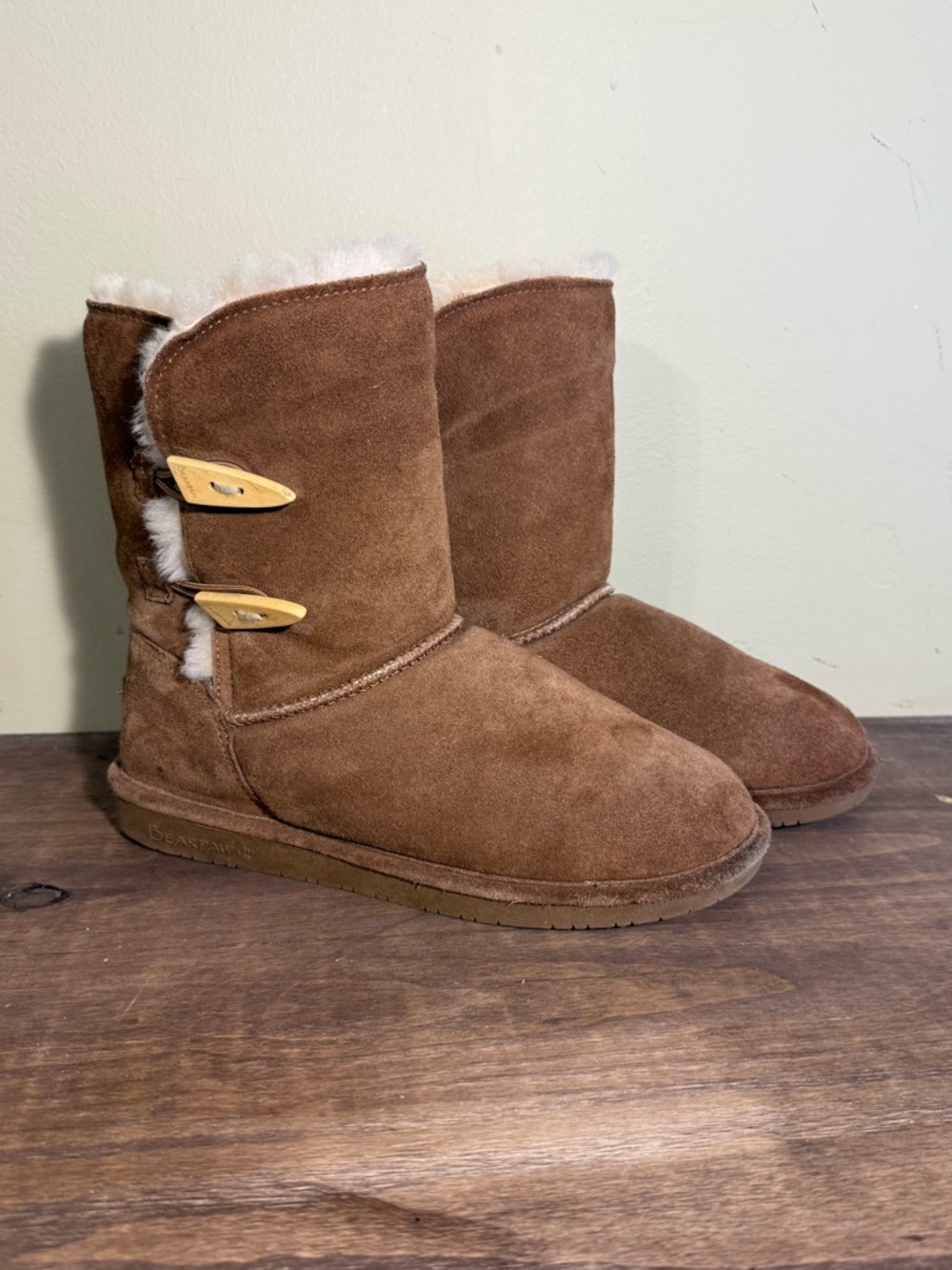 BearPaw Classic Brown Suede Shearling Winter Boots - Women's